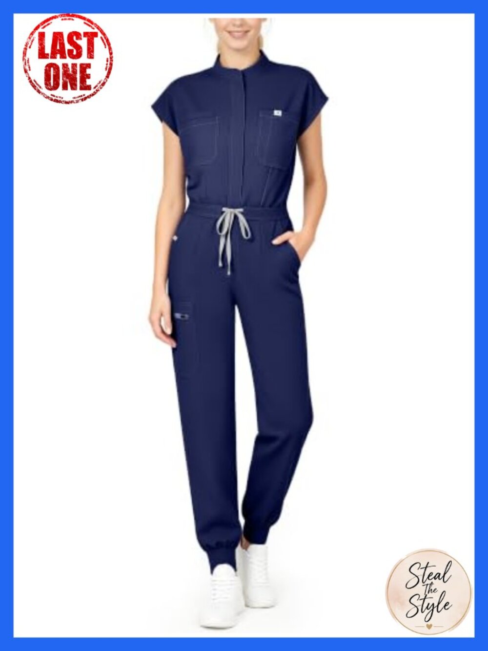 Women's Scrub Jumpsuit Half-Zip Jogger Nursing Uniform